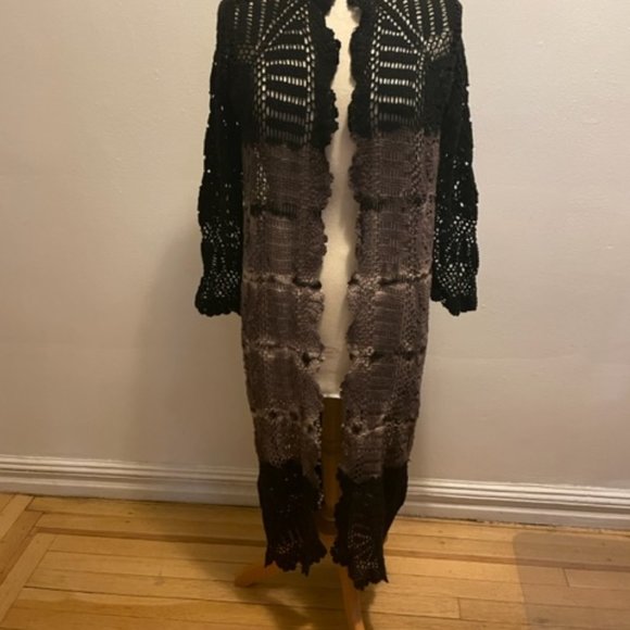 Rika boho cotton tie-dye hand crochet edge to edge maxi cardigan - Picture 1 of 7